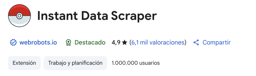 Extensión: instant data scraper