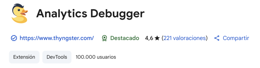 Extensión: analytics debugger