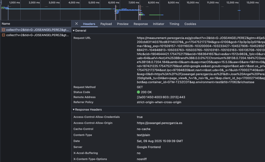 measurement.perezgarcia.es, mi dominio personalizado apuntando mi contenedor gtm server-side